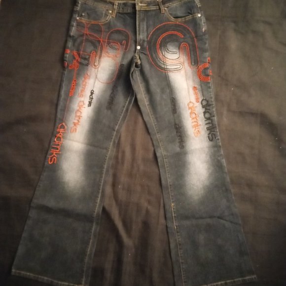 Akademiks Embroidered Embellished Flare Leg Jeans Size 13 - Picture 8 of 15
